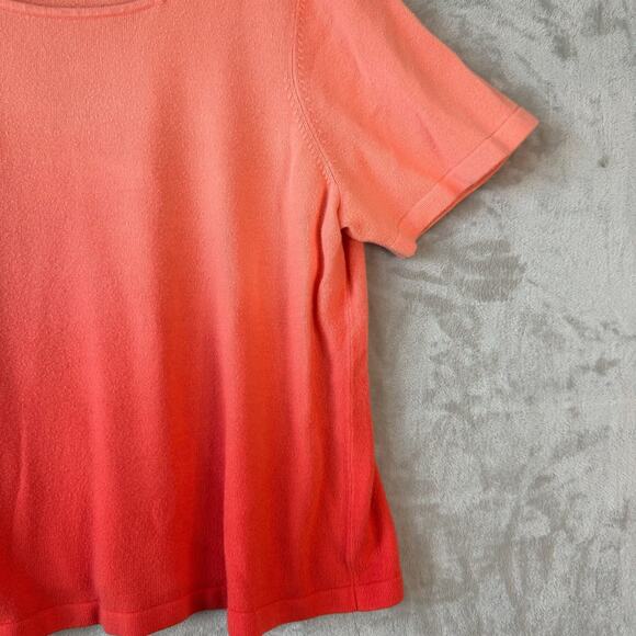 Liz & Me Top Womens 3X Orange Coral Romantic Ombre Blouse Square Neckline - Picture 4 of 8